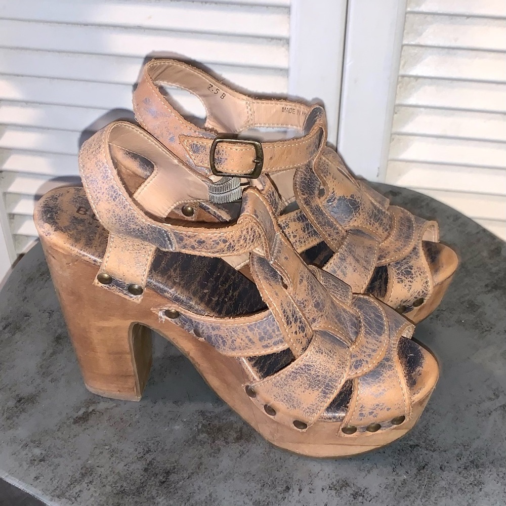 Bed Stu Melissa Nectar Luxe Wooded Platform Heels size 7.5
